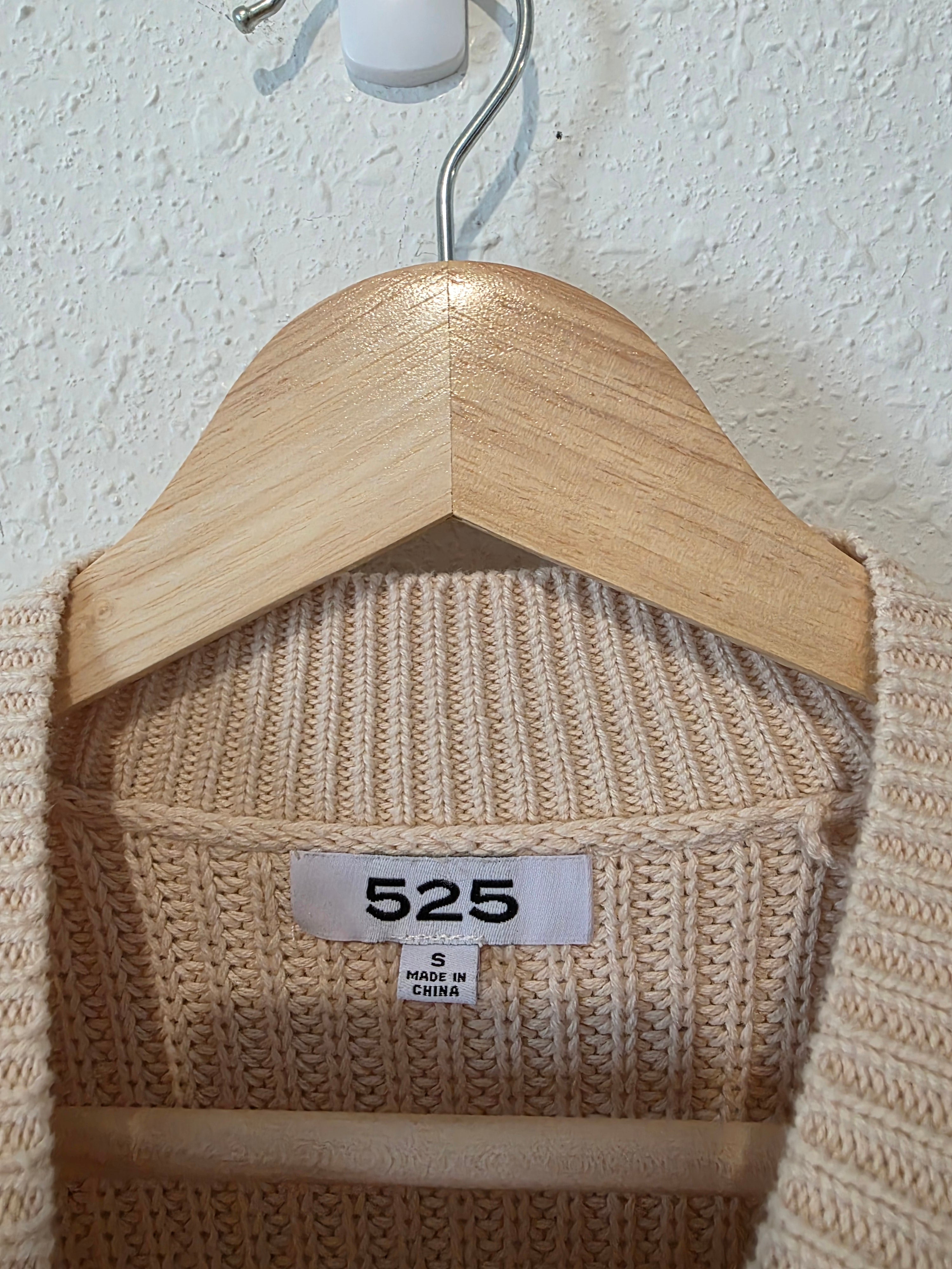 Neutral Ribbed Cotton Sweater (S)