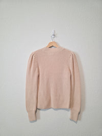 Neutral Ribbed Cotton Sweater (S)