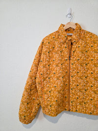 Mustard Floral Quilted Jacket (L)