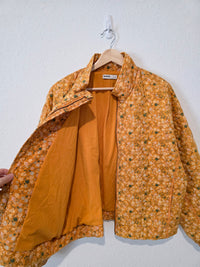 Mustard Floral Quilted Jacket (L)
