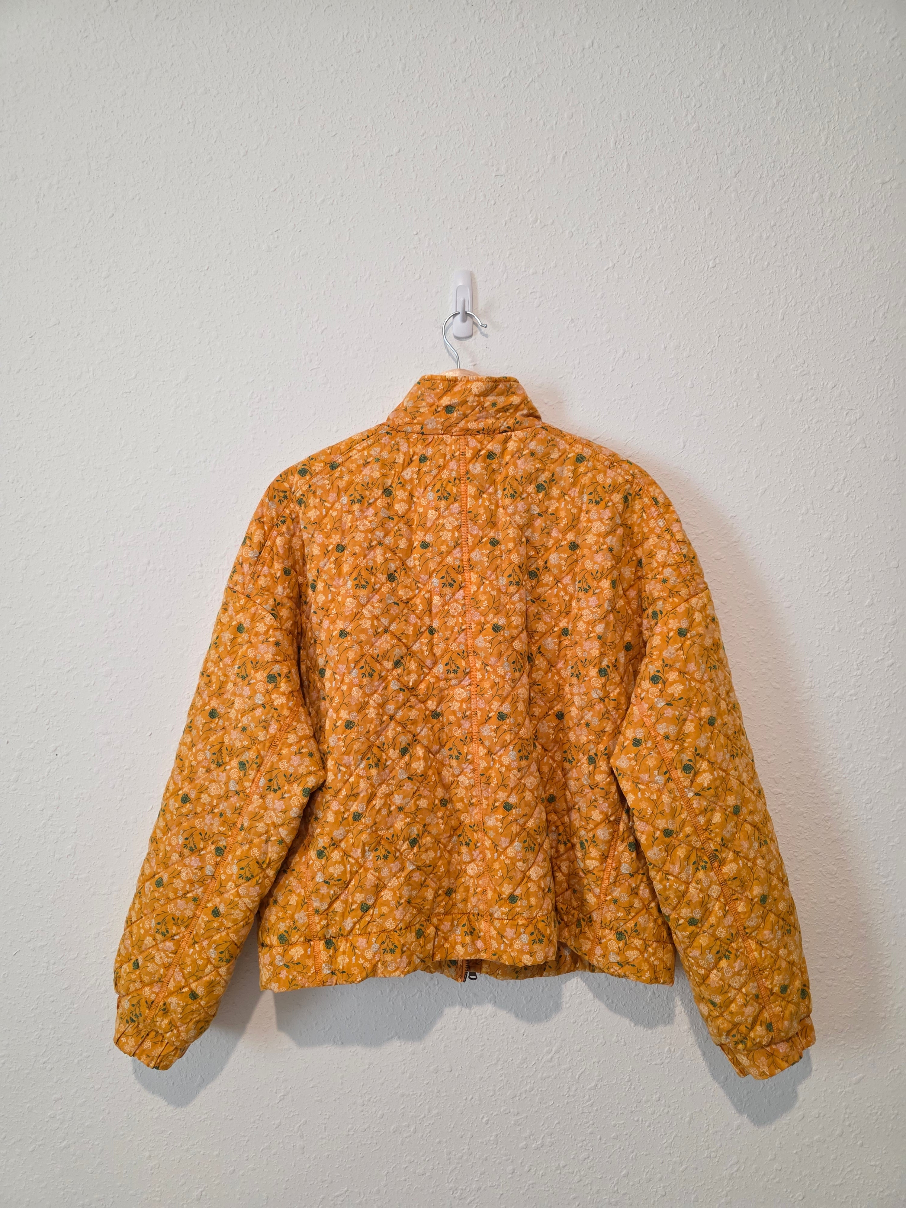 Mustard Floral Quilted Jacket (L)