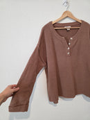 Brown Waffle Henley Sweater (M)