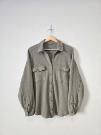 Aerie Olive Waffle Shirt Jacket (S)