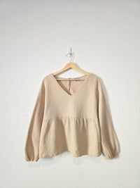 Wishlist Muslin Babydoll Button Back Top (S)