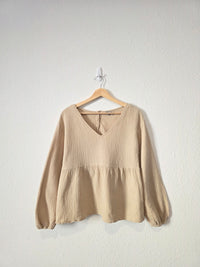 Wishlist Muslin Babydoll Button Back Top (S)