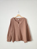 Brown Waffle Henley Sweater (M)