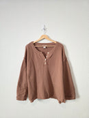 Brown Waffle Henley Sweater (M)