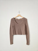 Abercrombie Brown Crochet Sweater (S)