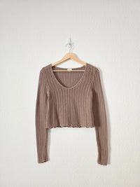 Abercrombie Brown Crochet Sweater (S)