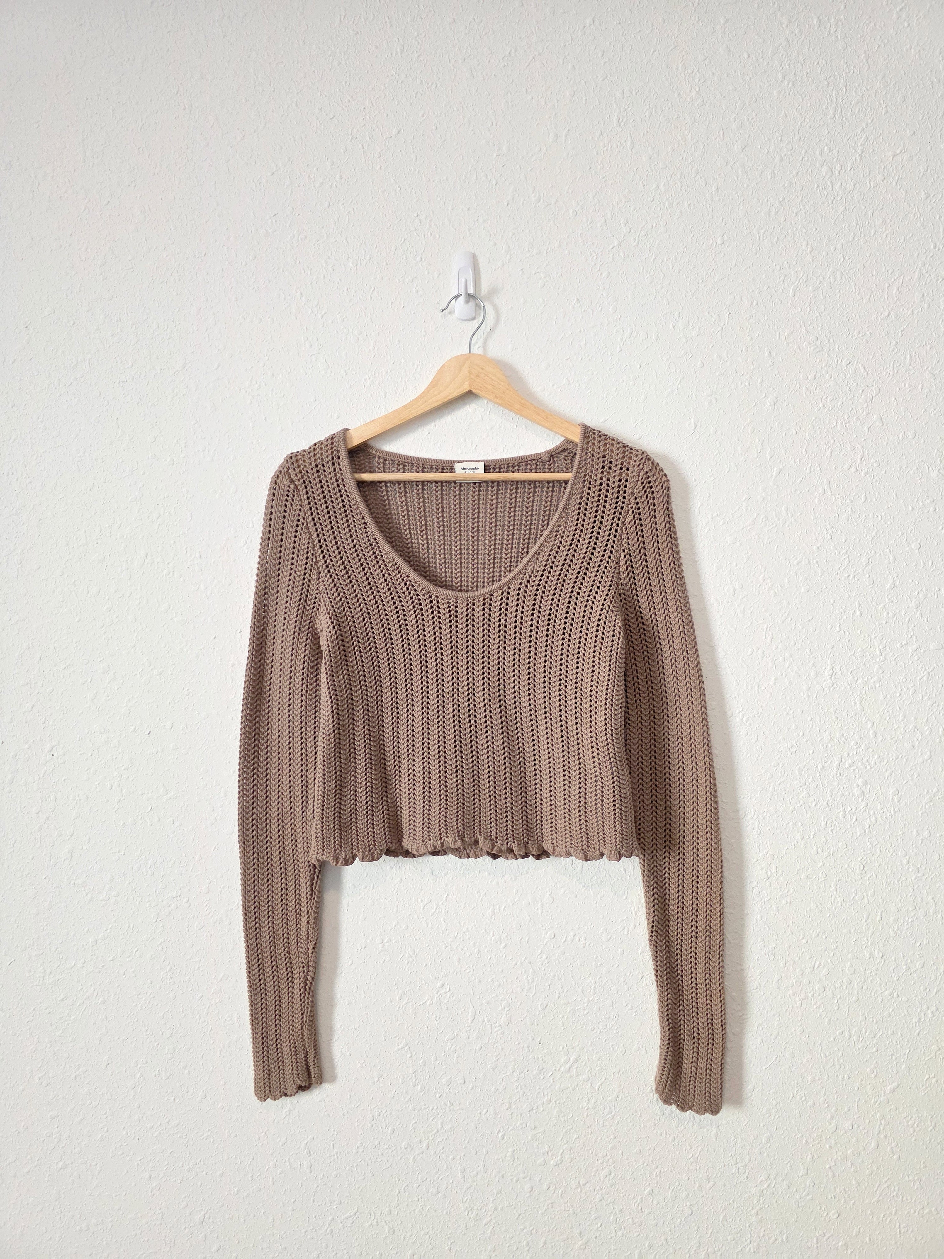 Abercrombie Brown Crochet Sweater (S)