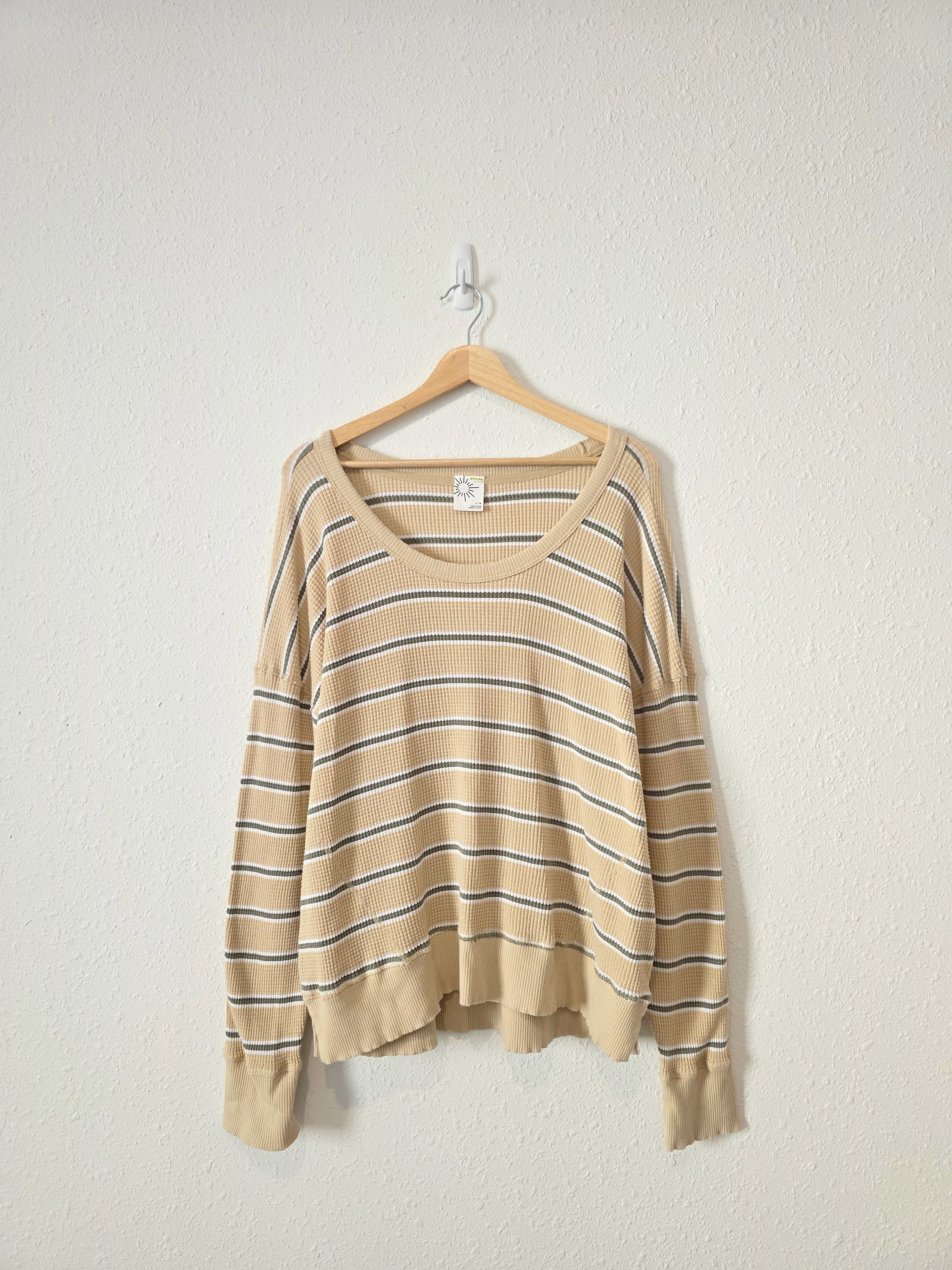Aerie Striped Waffle Knit Tee (L)