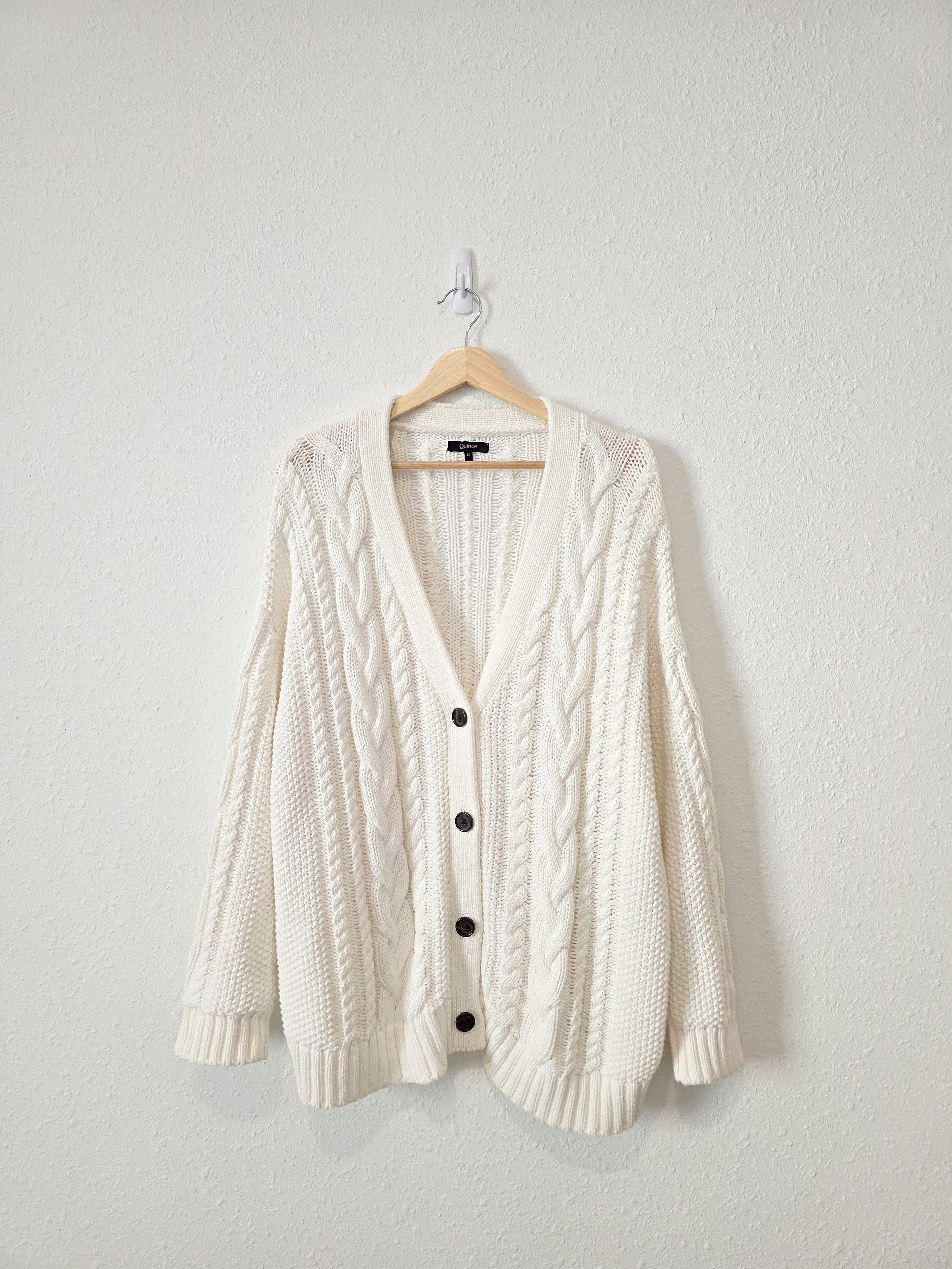 Quince Chunky Cable Knit Cardigan (S)