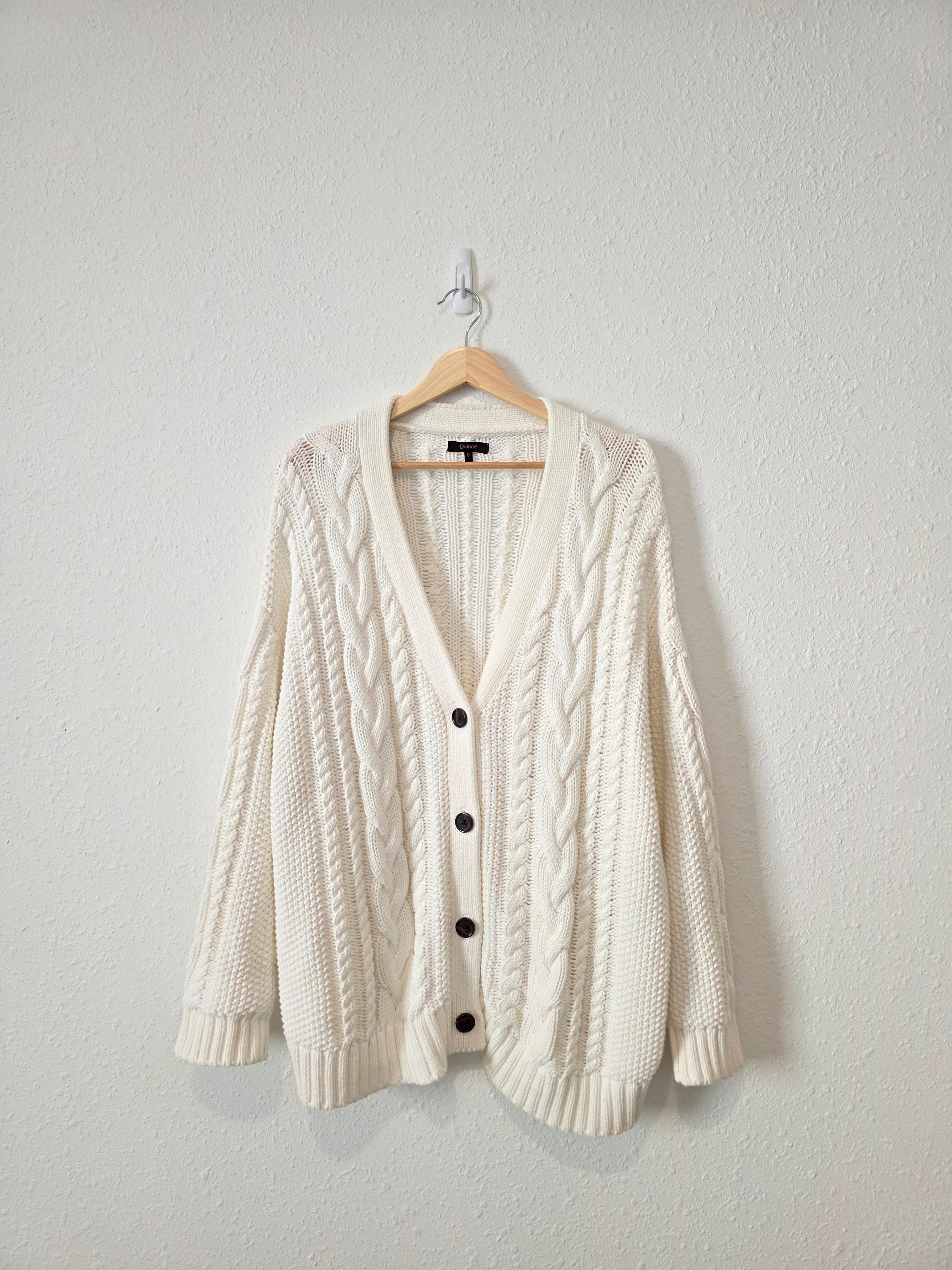 Quince Chunky Cable Knit Cardigan (S)
