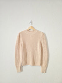Neutral Ribbed Cotton Sweater (S)
