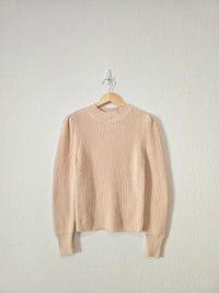 Neutral Ribbed Cotton Sweater (S)