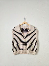 Striped Collared Sweater Vest (L)