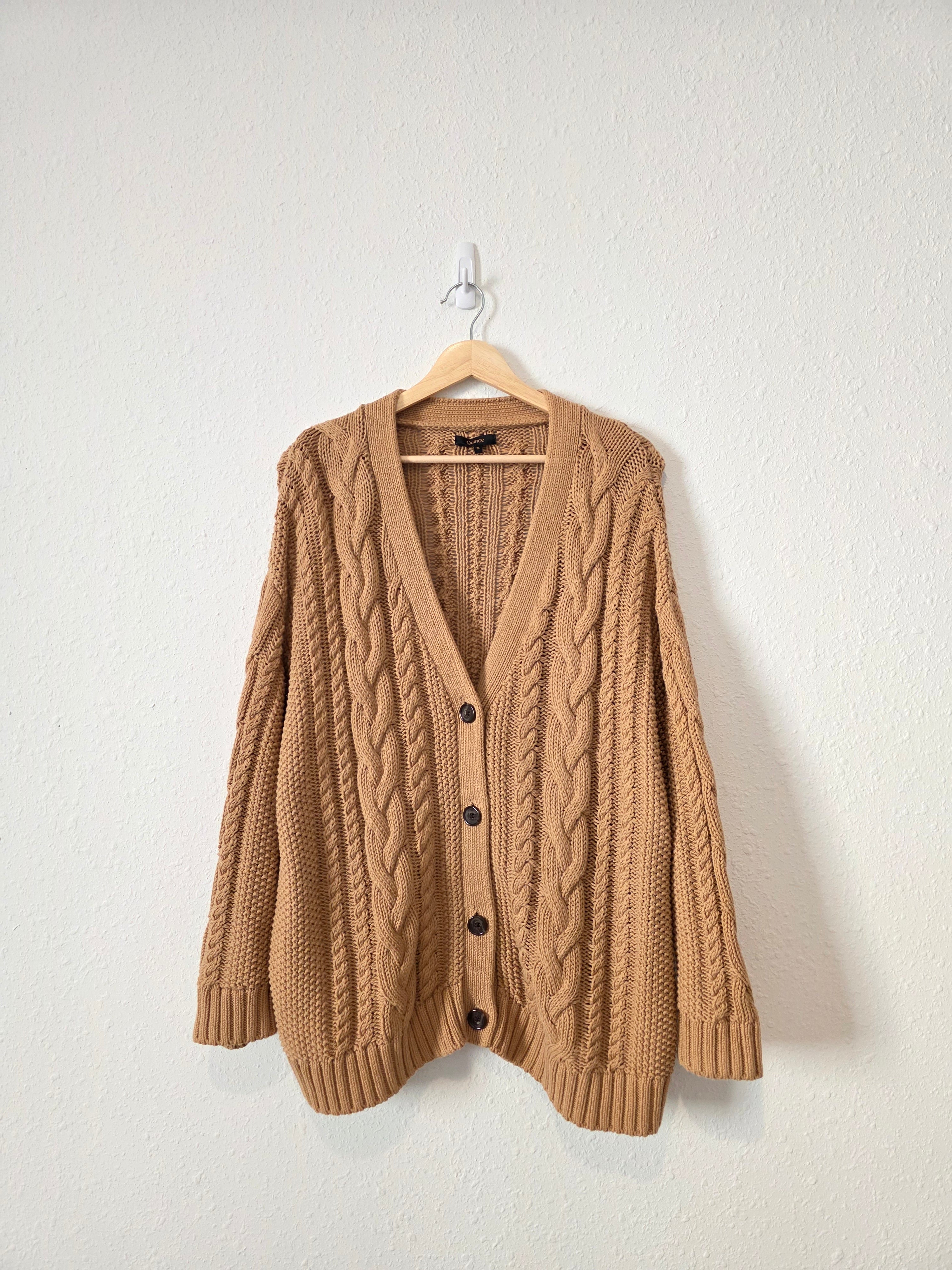 Quince Oversized Cable Knit Cardigan (S)