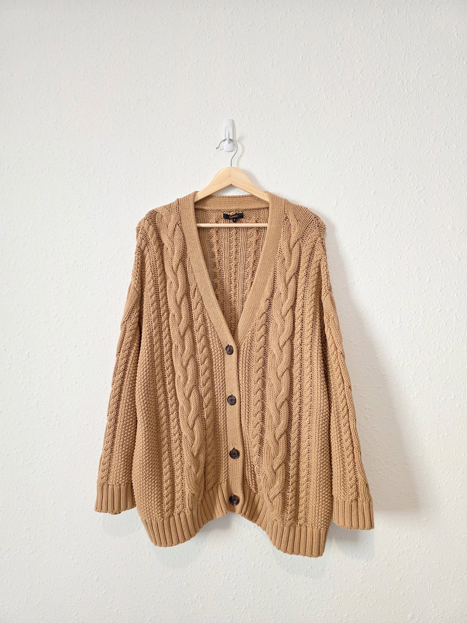 Quince Oversized Cable Knit Cardigan (S)