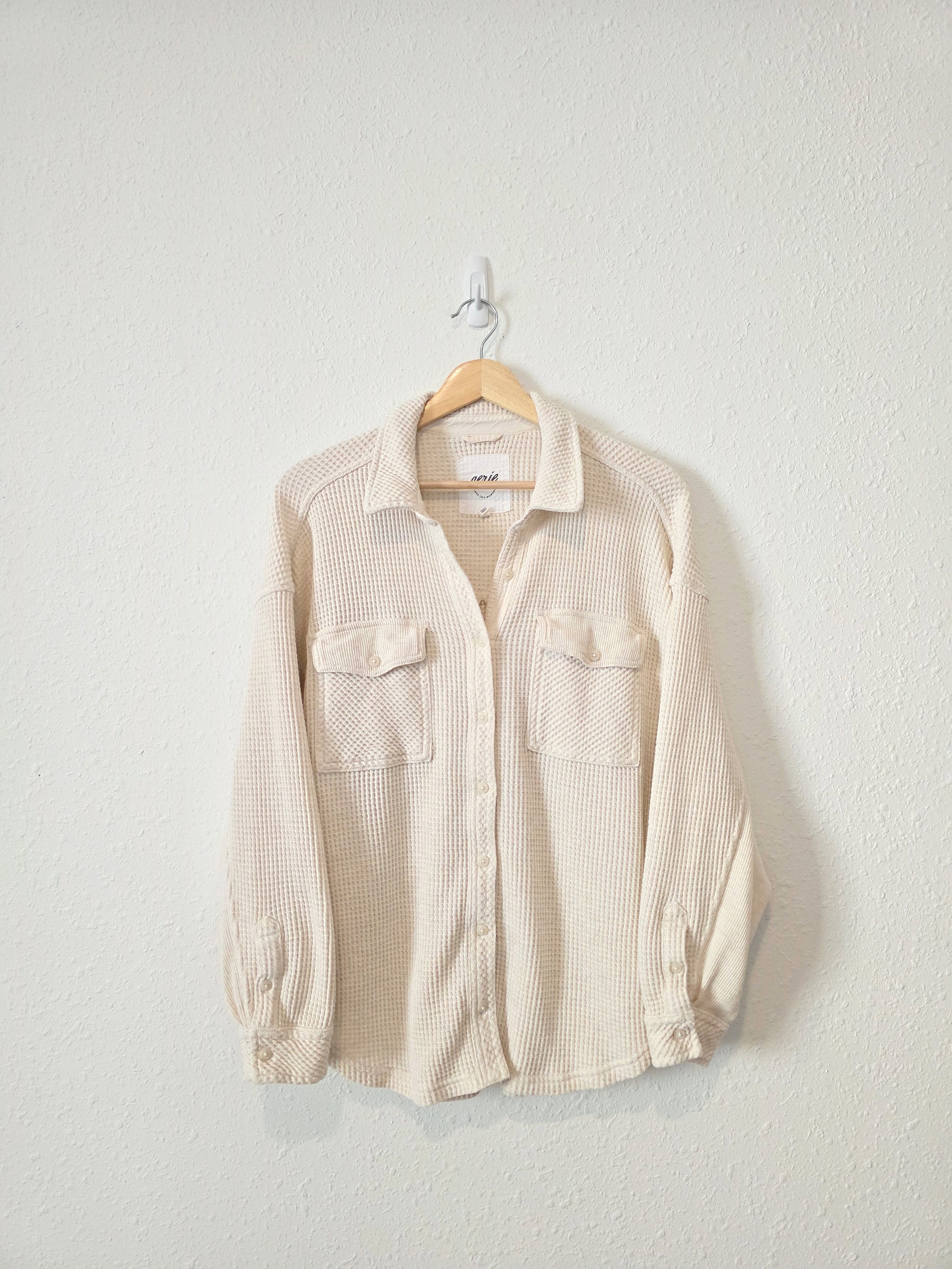 Aerie Oat Waffle Shirt Jacket (S)