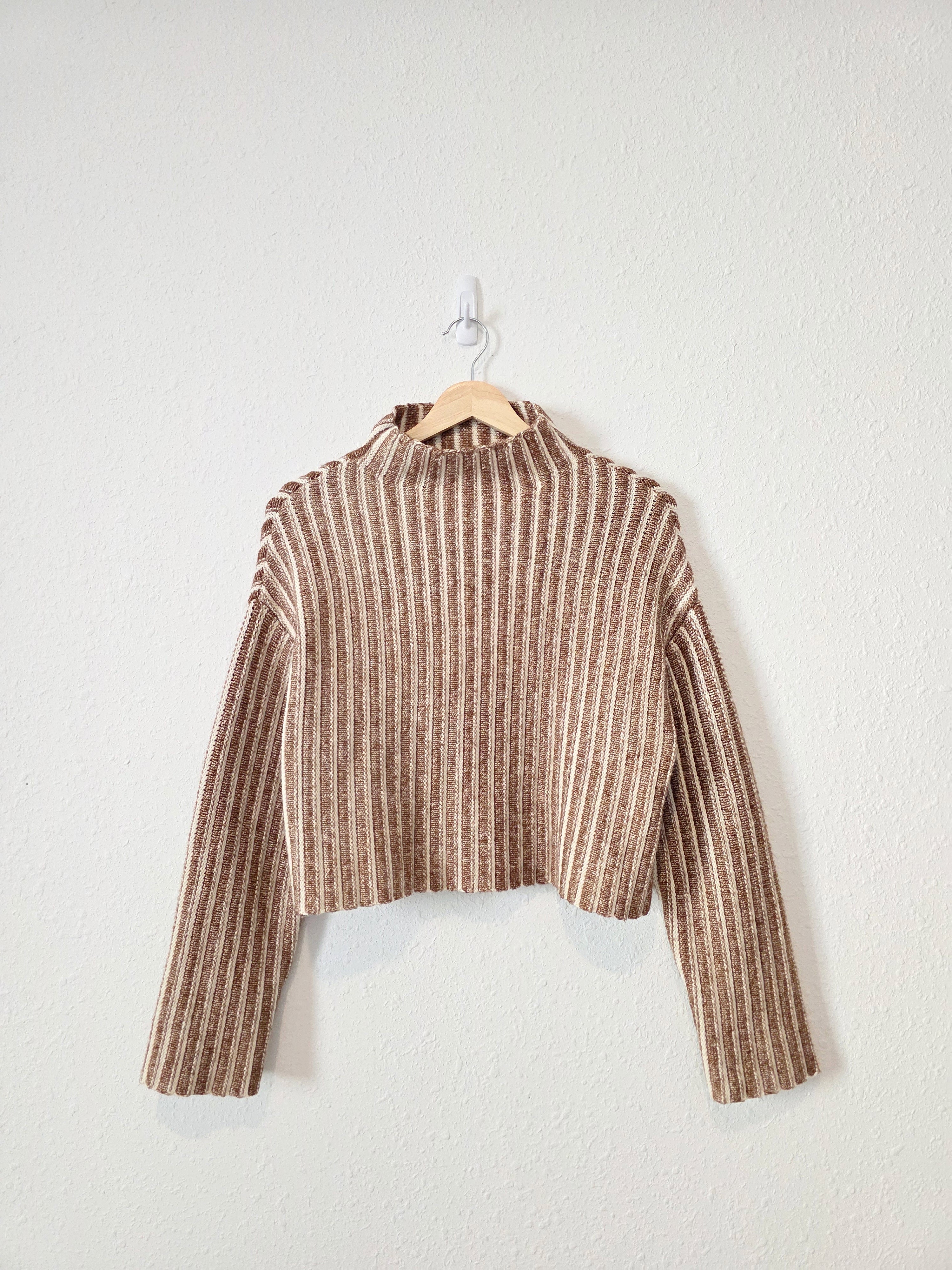 Brown Striped Boxy Sweater (XS)