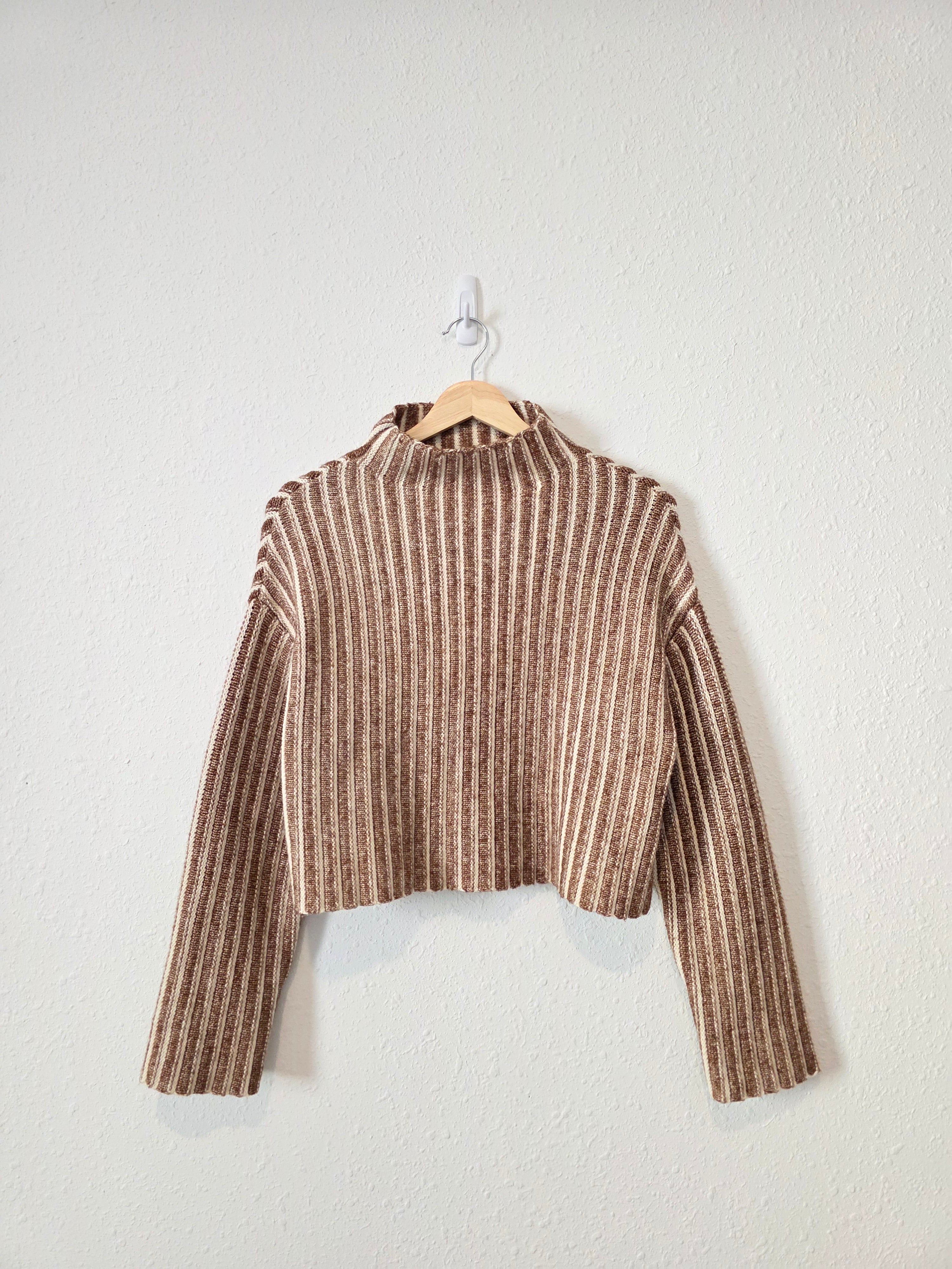Brown Striped Boxy Sweater (XS)