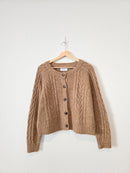 Brown Cable Knit Cardigan Sweater (L)