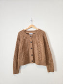 Brown Cable Knit Cardigan Sweater (L)