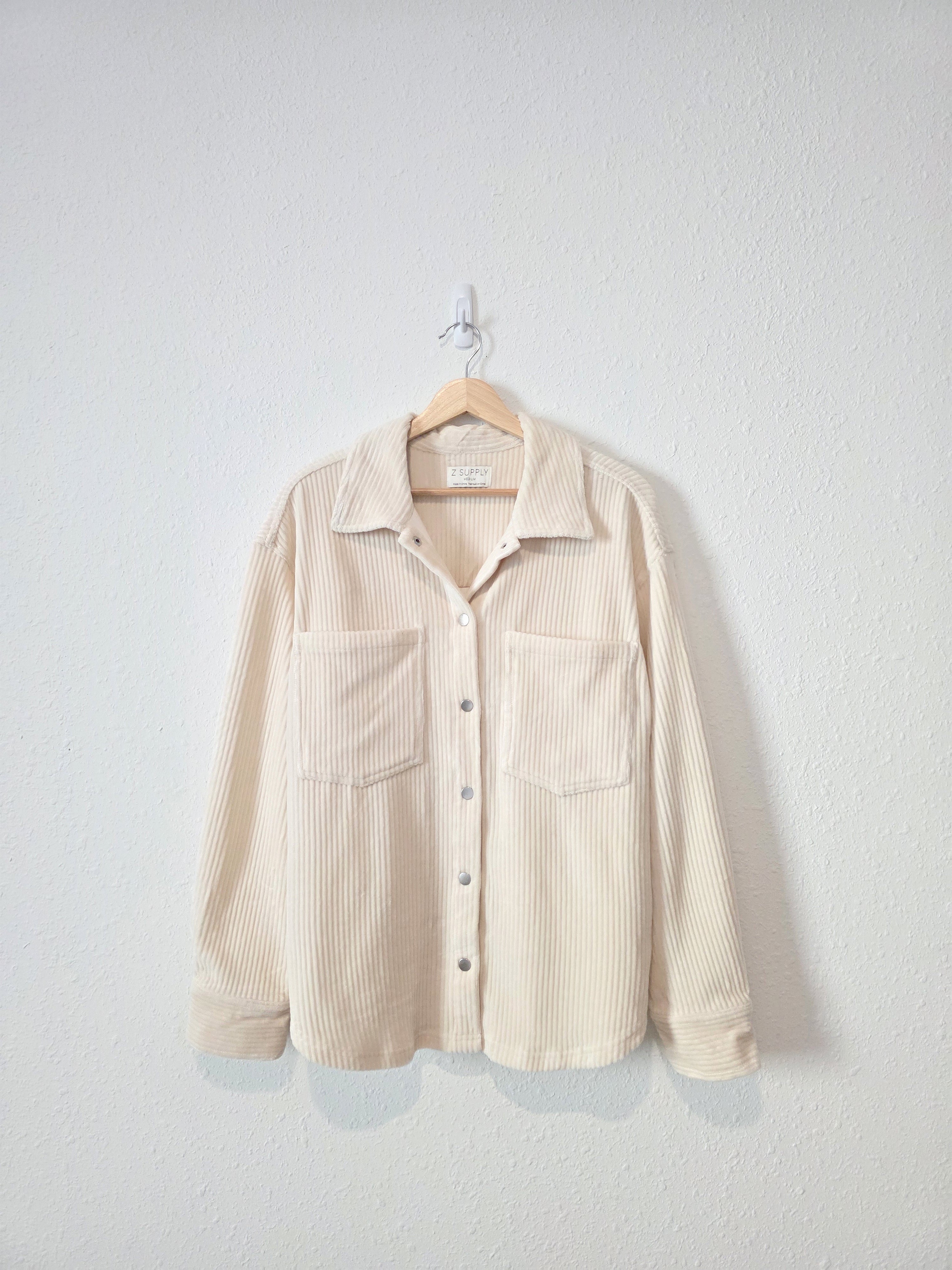 Z Supply Cream Corduroy Shirt Jacket (M)