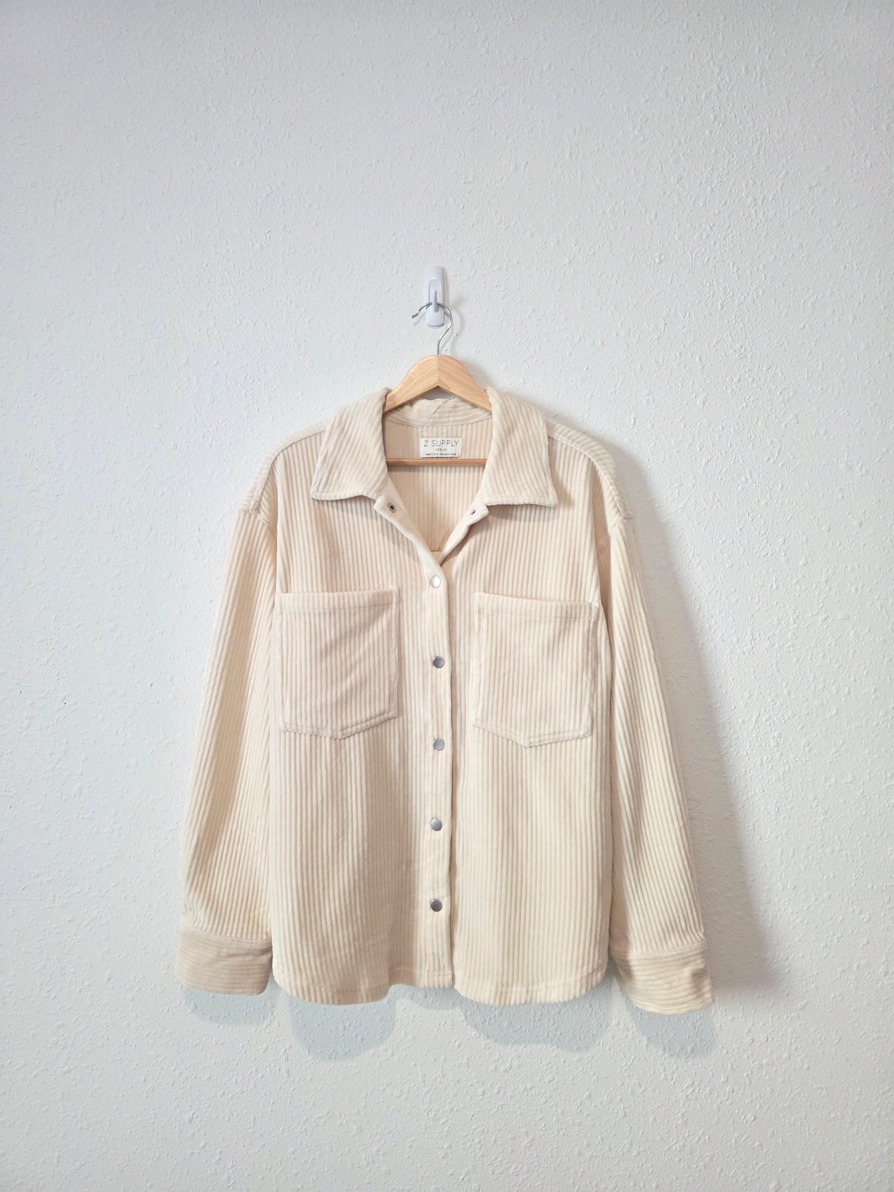 Z Supply Cream Corduroy Shirt Jacket (M)