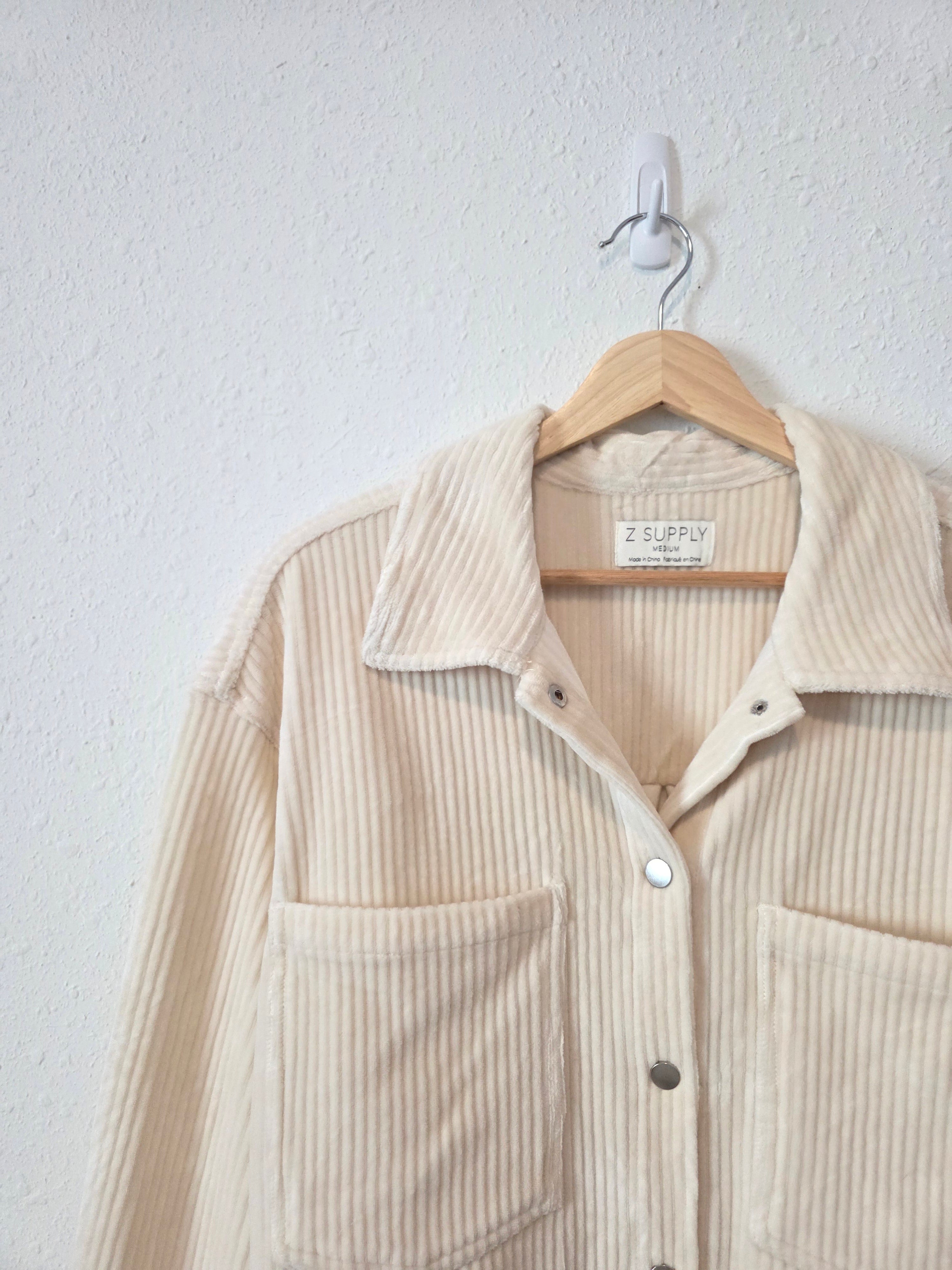 Z Supply Cream Corduroy Shirt Jacket (M)
