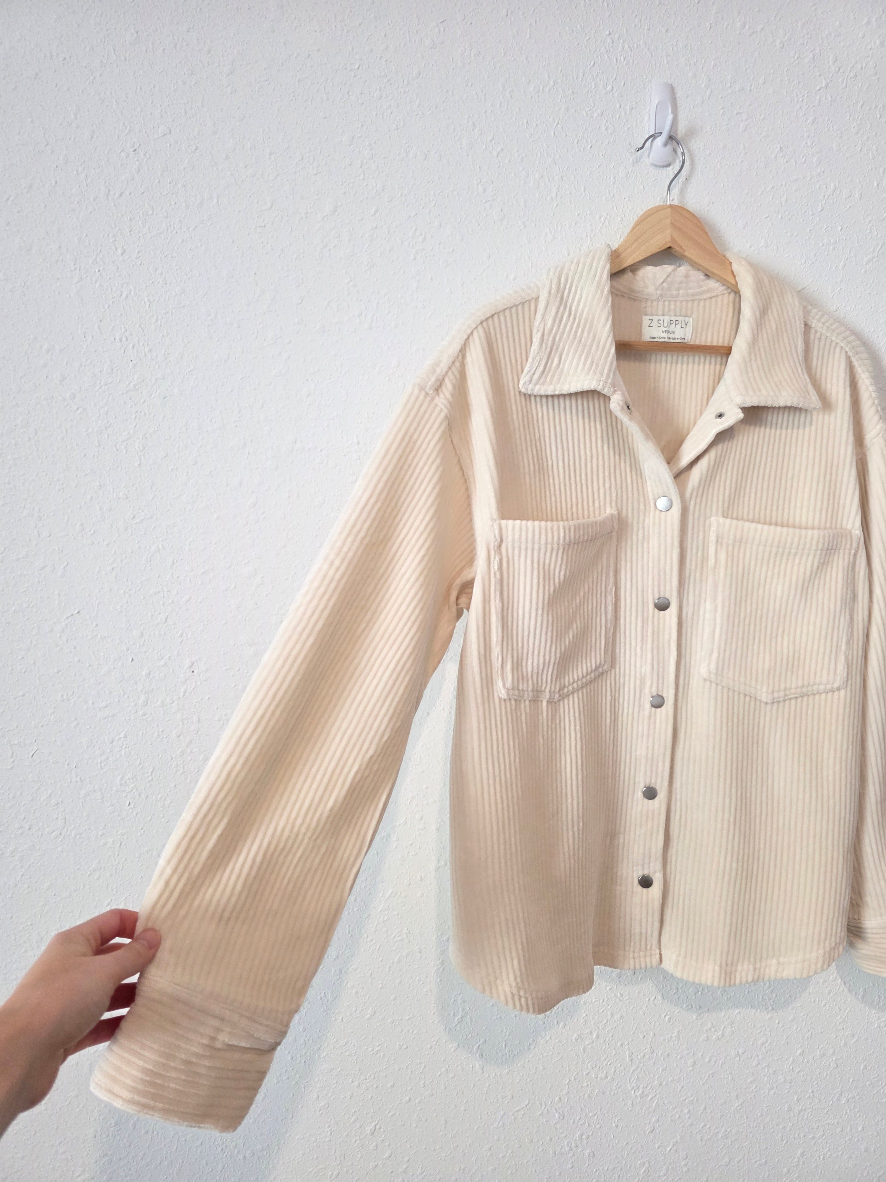 Z Supply Cream Corduroy Shirt Jacket (M)