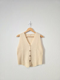 Elan Cream Ribbed Sweater Vest (L)