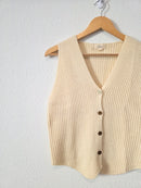 Elan Cream Ribbed Sweater Vest (L)