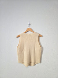 Elan Cream Ribbed Sweater Vest (L)