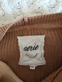 Aerie Brown Ribbed Sweater (S)