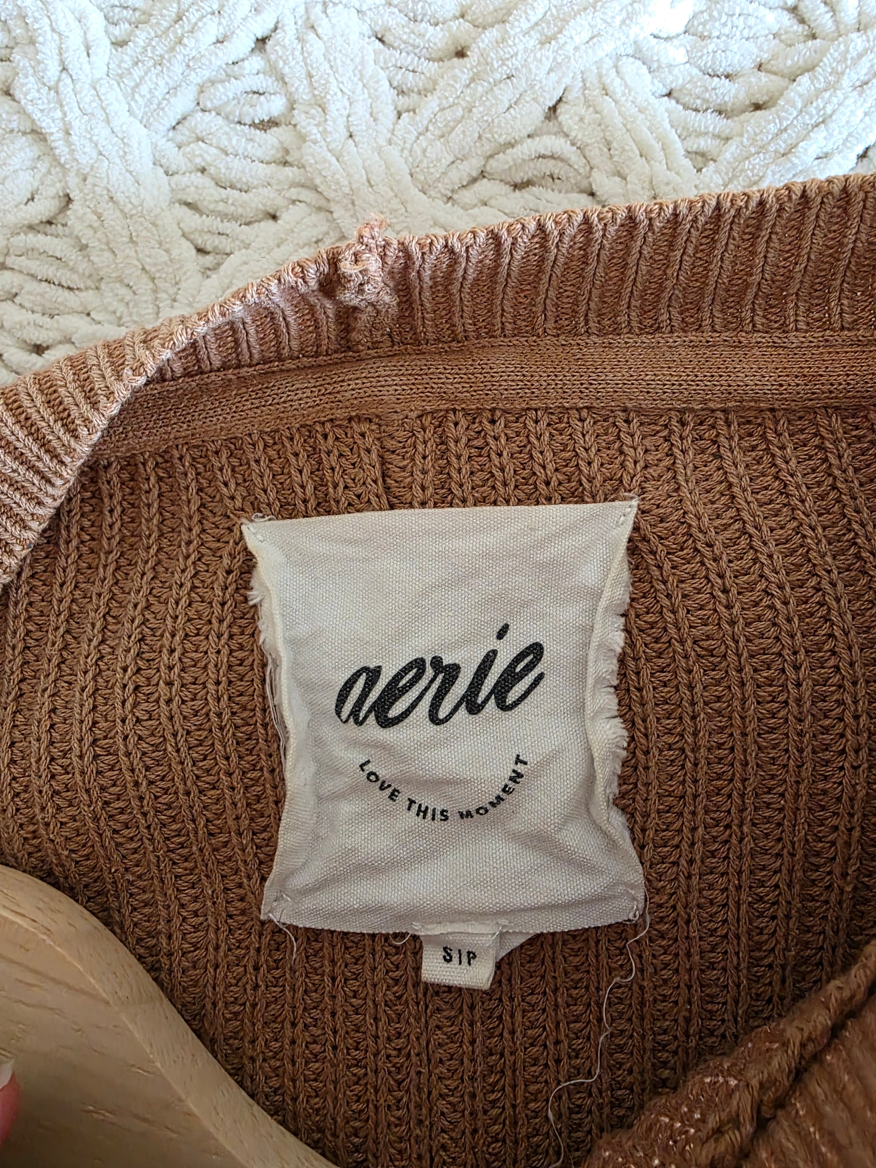 Aerie Brown Ribbed Sweater (S)