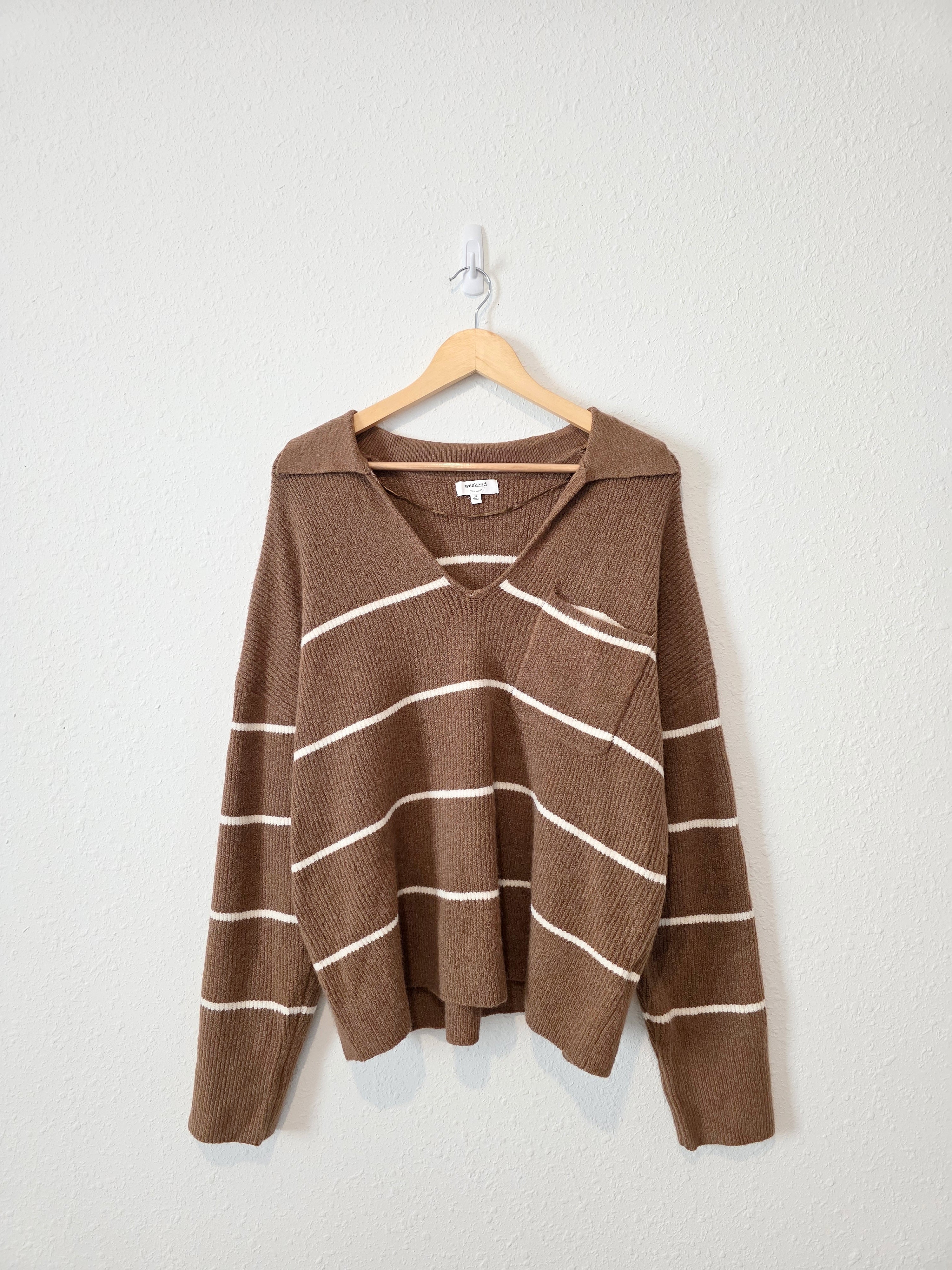 NEW Weekend LA Brown Striped Sweater (XL)