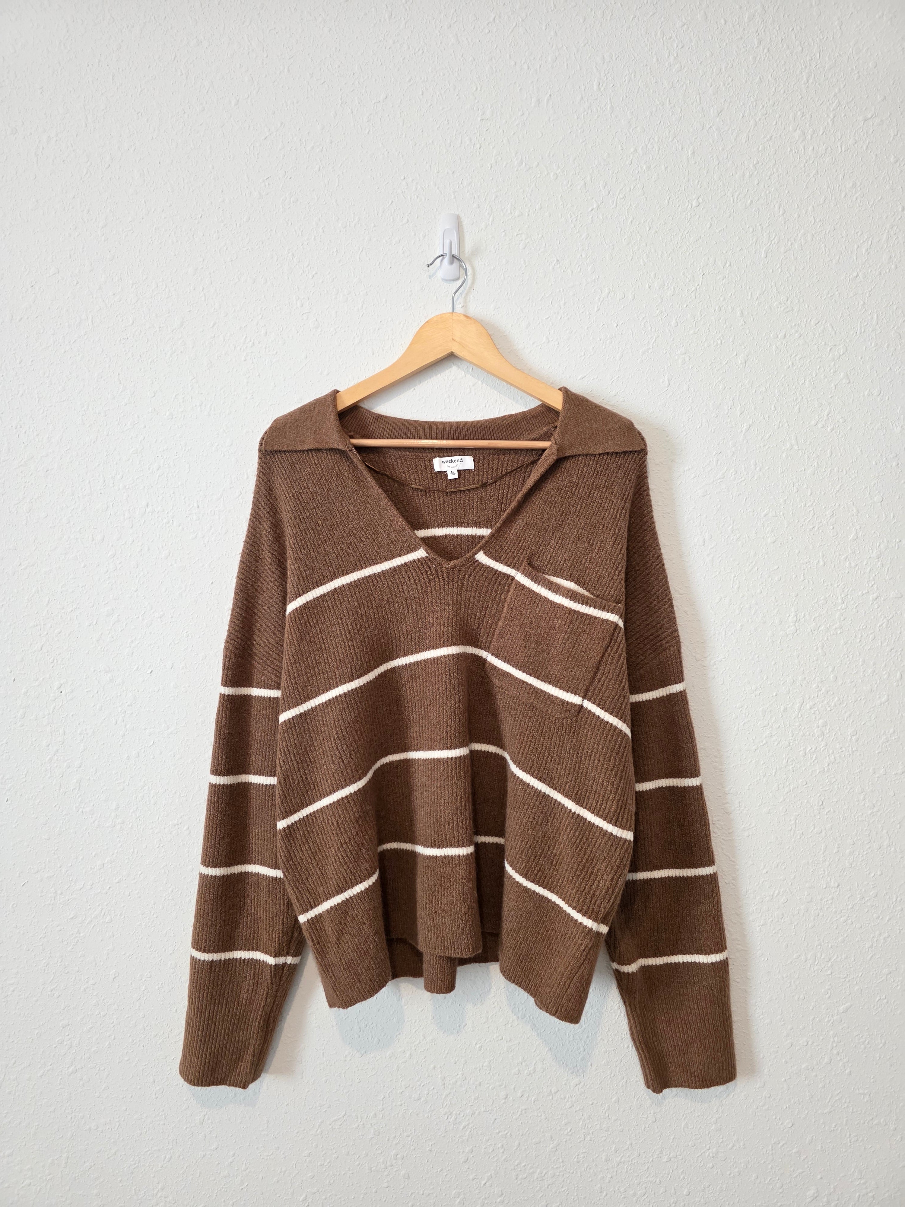 NEW Weekend LA Brown Striped Sweater (XL)