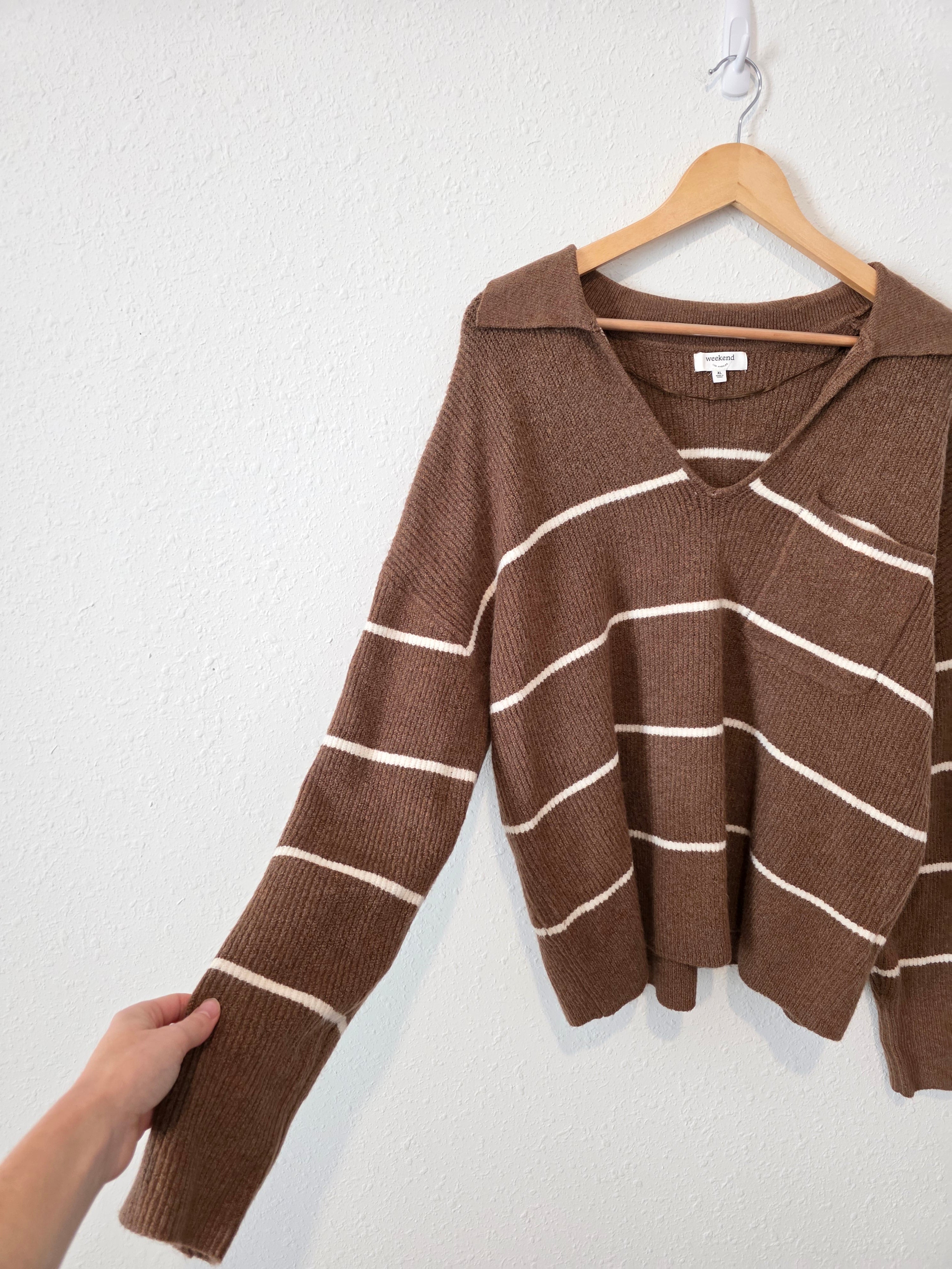 NEW Weekend LA Brown Striped Sweater (XL)