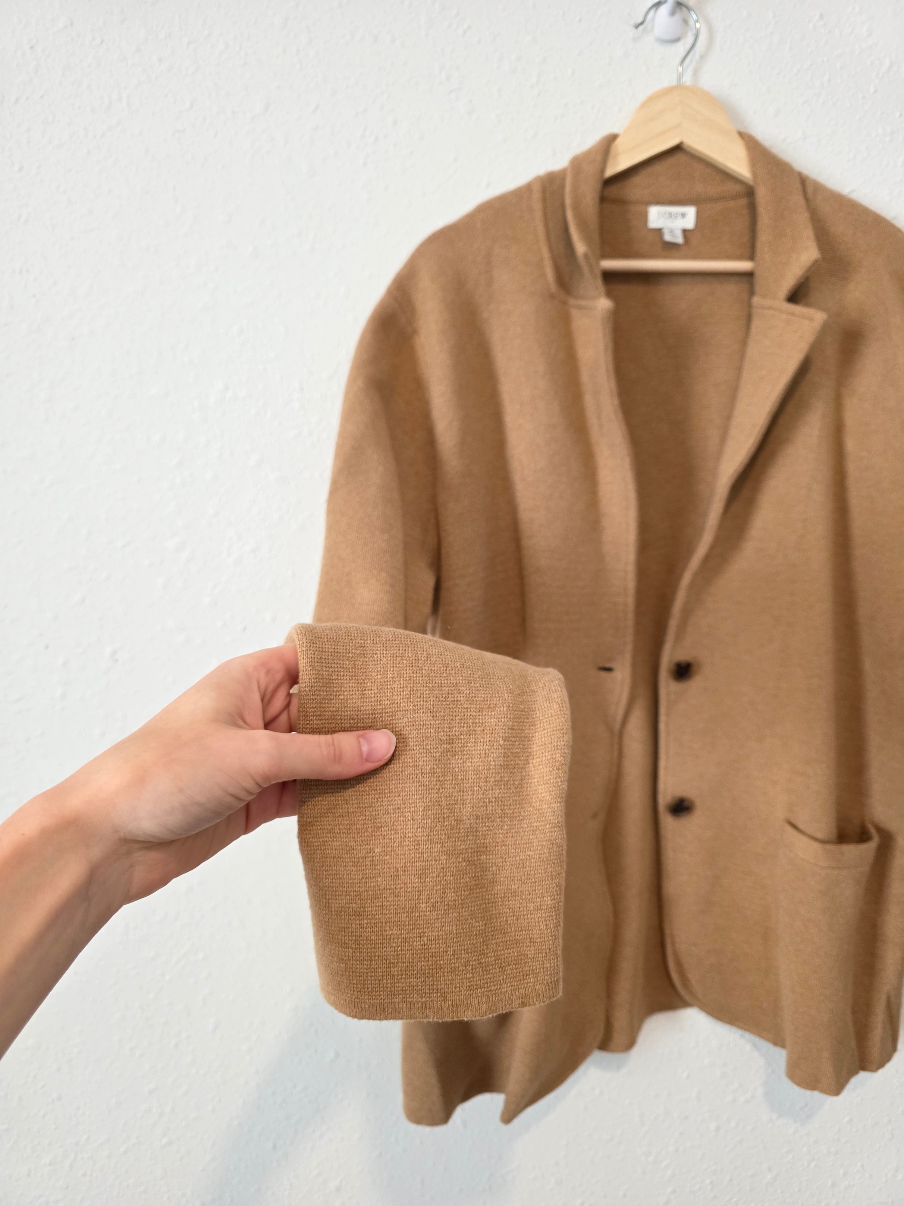 J.Crew Camel Cotton Sweater Blazer (XL)