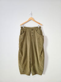 Free People Olive Corduroy Barrel Pants (L)