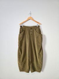 Free People Olive Corduroy Barrel Pants (L)