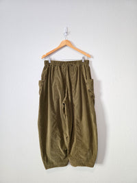 Free People Olive Corduroy Barrel Pants (L)