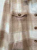 Able Neutral Plaid Shirt Jacket (XXL)