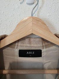 Able Neutral Plaid Shirt Jacket (XXL)