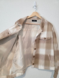 Able Neutral Plaid Shirt Jacket (XXL)