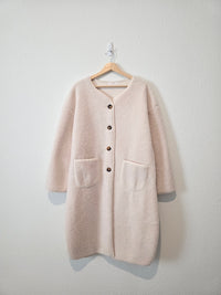 Long Cream Sherpa Jacket (L)