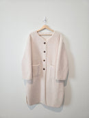 Long Cream Sherpa Jacket (L)