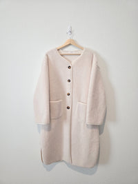 Long Cream Sherpa Jacket (L)