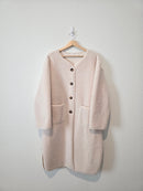 Long Cream Sherpa Jacket (L)